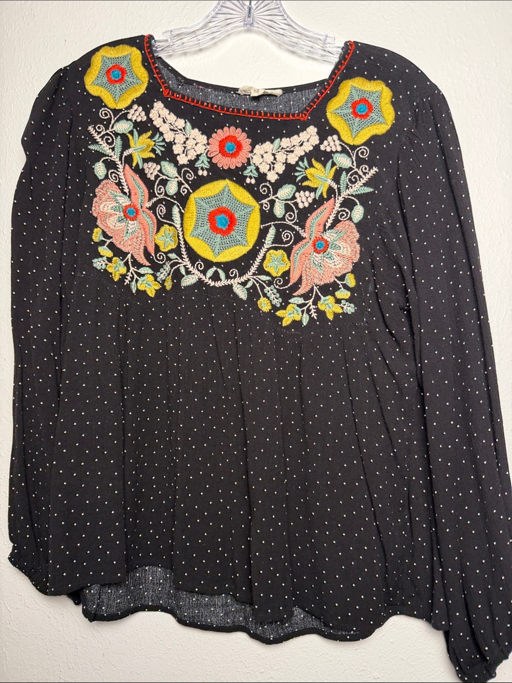entro Black Tunic with Multicolor Floral Embroidery
